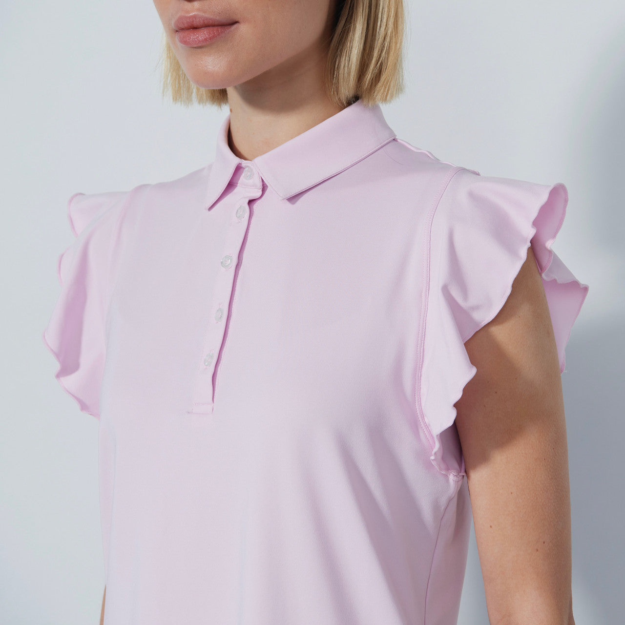 DS Luxe Pink Frill Sleeveless Polo Shirt | Daily Sports USA