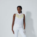 DS Match Pink Yellow Color Block Sleeveless Polo Shirt