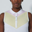 DS Match Pink Yellow Color Block Sleeveless Polo Shirt