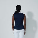 DS Match Navy Pink Color Block Sleeveless Polo Shirt