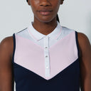 DS Match Navy Pink Color Block Sleeveless Polo Shirt