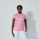DS Sheermotion Leo Coral Print Cap Sleeve Polo Shirt