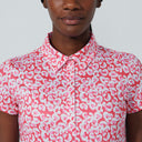 DS Sheermotion Leo Coral Print Cap Sleeve Polo Shirt