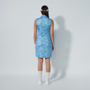 DS Sheermotion Water Bloom Blue Print Sleeveless Dress