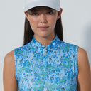 DS Sheermotion Water Bloom Blue Print Sleeveless Dress