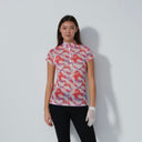 DS Breeze Glow Print Cap Sleeve Mesh Polo Shirt