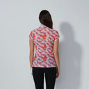 DS Breeze Glow Print Cap Sleeve Mesh Polo Shirt