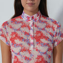 DS Breeze Glow Print Cap Sleeve Mesh Polo Shirt