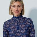 DS Breeze Dot Argyle Navy Pink Print 3/4 Sleeve Mesh Polo Shirt