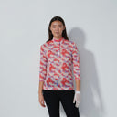 DS Breeze Glow Print 3/4 Sleeve Mesh Polo Shirt