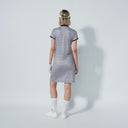 DS Mosaic Navy Pink Print Cap Sleeve Dress