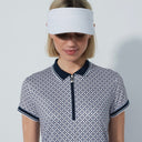 DS Mosaic Navy Pink Print Cap Sleeve Dress