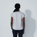 DS Itami Taupe Stripe Print Cap Sleeve Polo Shirt