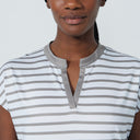 DS Itami Taupe Stripe Print Cap Sleeve Polo Shirt