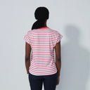 DS Itami Intense Coral Stripe Print Cap Sleeve Polo Shirt