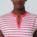 DS Itami Intense Coral Stripe Print Cap Sleeve Polo Shirt