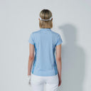 DS Edge Water Bloom Print and Sky Blue Cap Sleeve Polo Shirt