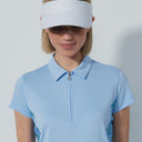 DS Edge Water Bloom Print and Sky Blue Cap Sleeve Polo Shirt