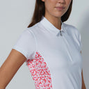 DS Edge Leo Intense Coral Print and White Cap Sleeve Polo Shirt