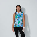 DS Stripe Fusion Blue Print Sleeveless Polo Shirt