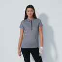 DS Diamond Black and White Print Cap Sleeve Polo Shirt