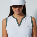 DS Massy White Khaki Sleeveless Polo Shirt