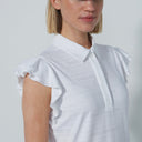 DS Passion White Jacquard Frill Sleeveless Polo Shirt