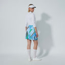 DS Striped Fusion Blue Green Print Long Skort