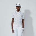 DS Chroma White and Gold Foil Argyle Print Half Sleeve Polo Shirt