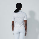 DS Chroma White and Gold Foil Argyle Print Half Sleeve Polo Shirt