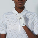 DS Chroma White and Gold Foil Argyle Print Half Sleeve Polo Shirt
