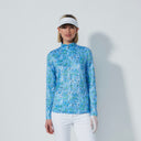 DS Sheermotion Water Bloom Blue Print Long Sleeve Shirt