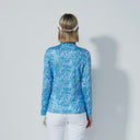 DS Sheermotion Water Bloom Blue Print Long Sleeve Shirt