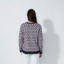 DS Jacquard Navy and Pink Mosaic Harmony Print Sweater