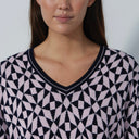DS Jacquard Navy and Pink Mosaic Harmony Print Sweater