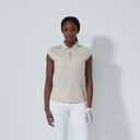 DS Gaze Raw Beige Rhinestone Cap Sleeve Polo Shirt
