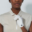 DS Gaze Raw Beige Rhinestone Cap Sleeve Polo Shirt