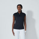 DS Gaze Black Rhinestone Cap Sleeve Polo Shirt