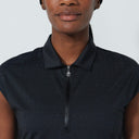 DS Gaze Black Rhinestone Cap Sleeve Polo Shirt