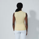 DS Light Yellow Cable Knit Sleeveless Polo Shirt