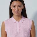 DS Pink Cable Knit Sleeveless Polo Shirt