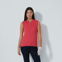 DS Intense Coral Cable Knit Sleeveless Polo Shirt