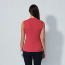DS Intense Coral Cable Knit Sleeveless Polo Shirt