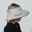 DS Laconi Taupe and White Stripe Straw Visor