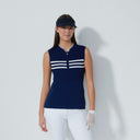 DS Awara Knit Dark Navy and White Sleeveless Polo Shirt