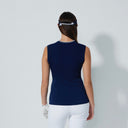 DS Awara Knit Dark Navy and White Sleeveless Polo Shirt
