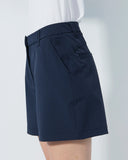 Navy blue shorts on a mannequin against a white background